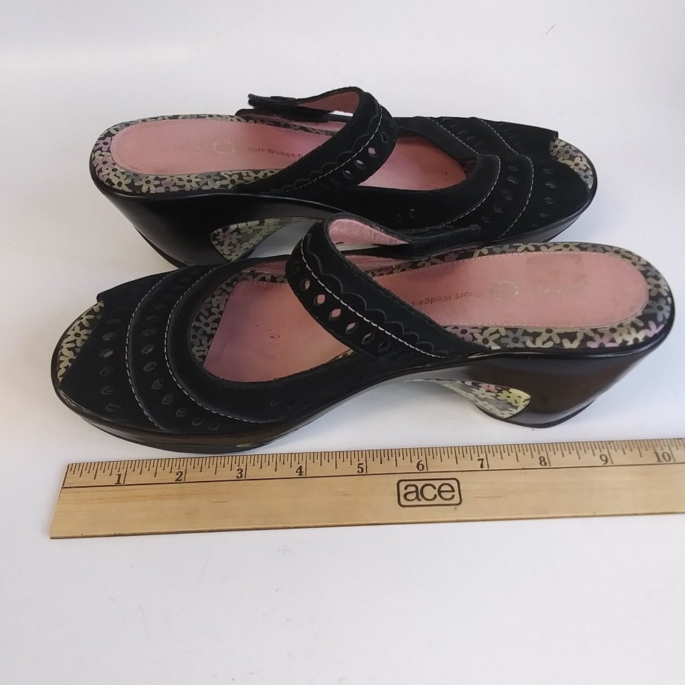 Jambu Touring Peep Toe Wedge Slip On Clogs Mules - Picture 13 of 15